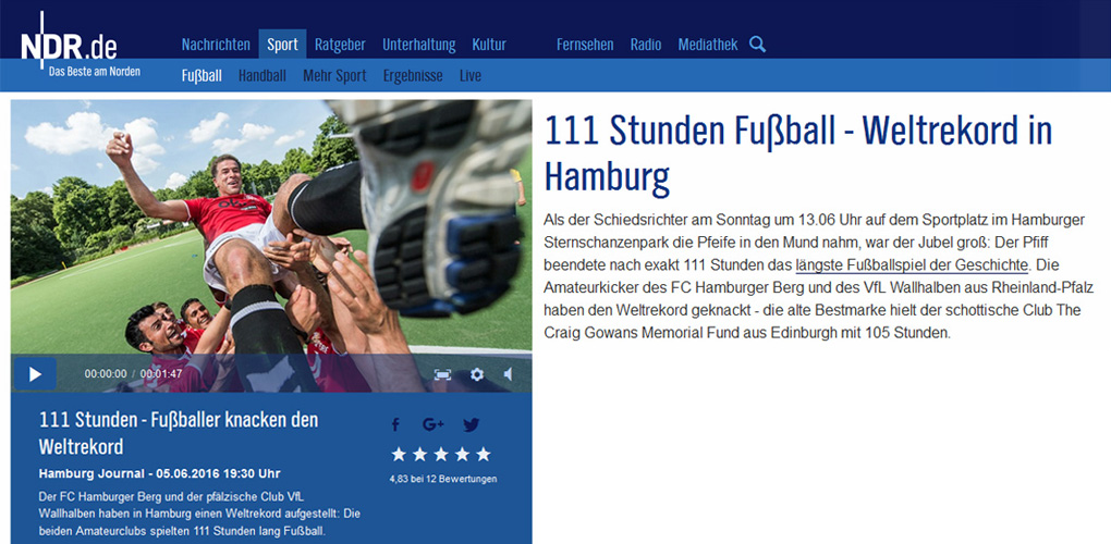 111 Stunden Fuball - Weltrekord in Hamburg- NDR Das Beste am Norden