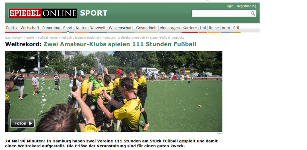 Weltreord: Zwei Amateur-Klubs spielen 111 Stunden Fuball - Spiegel Online