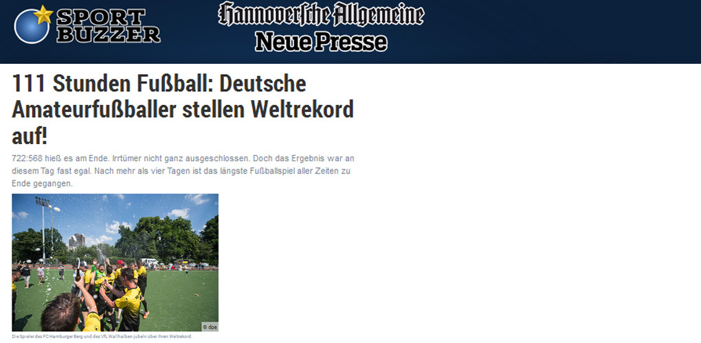 111 Stunden Fuball: Deutsche Amateurfuballer stellen Weltrekord auf! - Sport Buzzer