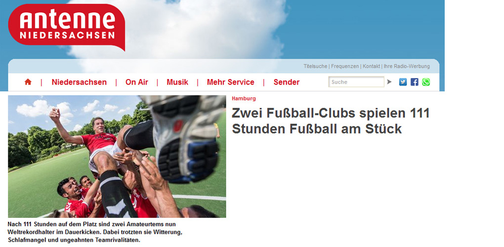 Zwei Fu�ball-Clubs spielen 111 Stunden Fu�ball am St�ck - Antenne Niedersachsen