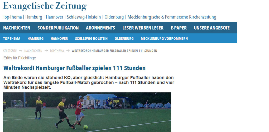 Weltrekord! Hamburger Fu�baller spielen 111 Stunden - Evangelishe Zeitung