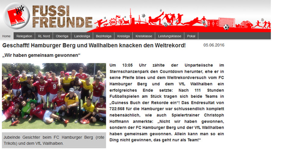 Geschafft! Hamburger Berg und Wallhalben knacken den Weltrekord! - Fussifreunde